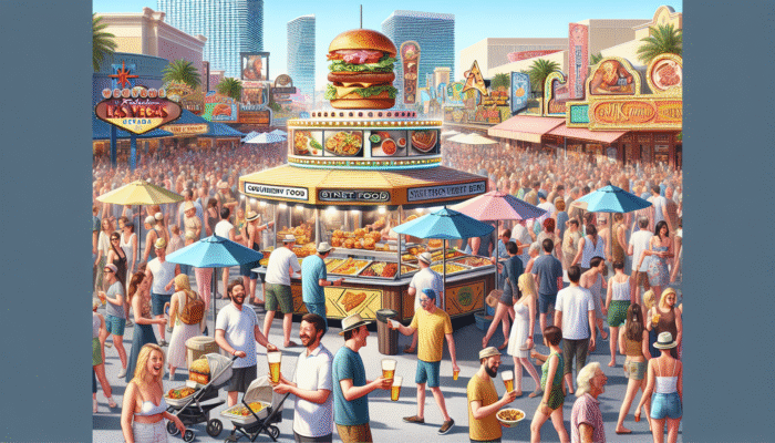 How to Enjoy Vegas Food and Drink Festivals: A lively Las Vegas festival showcasing gourmet dishes, street food, craft beers, and celebrity chefs.