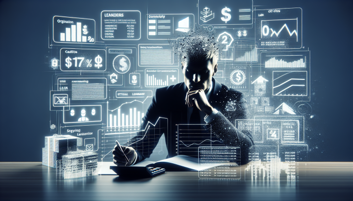 Individual comparing various loan offers using calculators and charts to assess origination fees and interest rates.