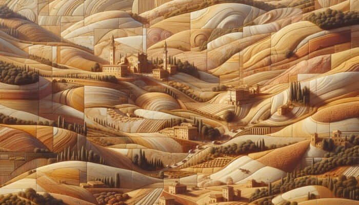 Close-up of Tuscany limestone, featuring warm shades from creams to golden browns, highlighting its unique textures and earthy tones.
