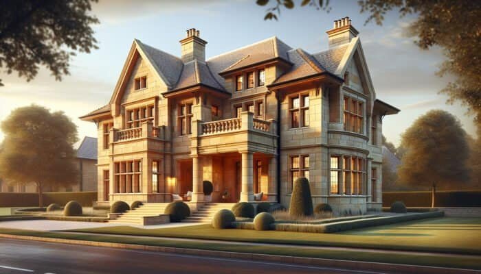 Elegant West Lothian home featuring Tuscany limestone exteriors, boosting market value and sophistication.