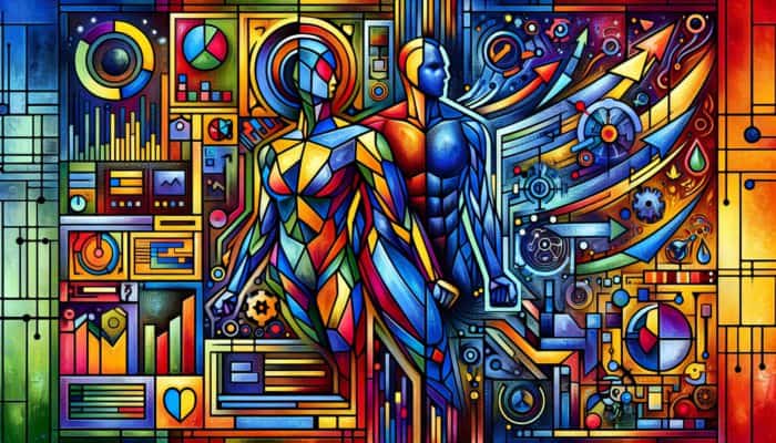 A vibrant collage of pop culture icons integrated into a digital SEO dashboard.