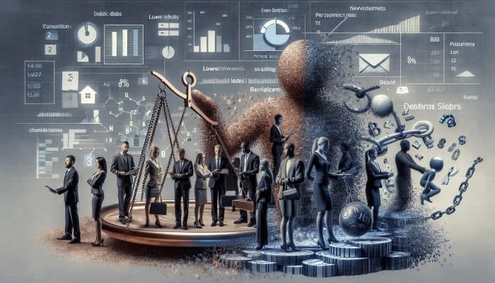 A diverse group in the UK consolidating debts with a personal loan, symbolizing financial relief.