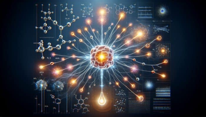 Glowing nitric oxide molecules enhancing neural connections, symbolising neuroprotection breakthroughs.