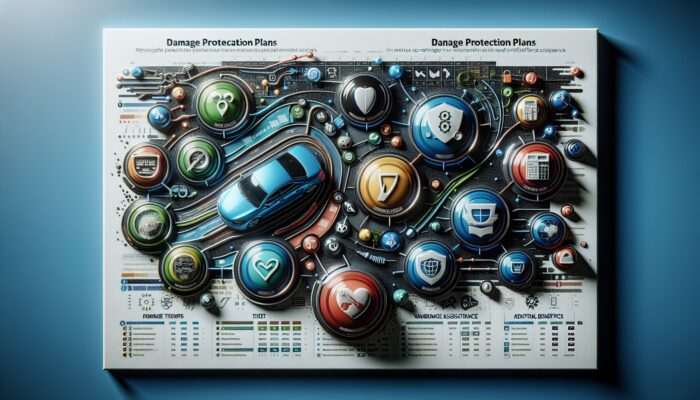 A comparison chart of rental companies' damage protection plans, showing coverage, pricing, and benefits.