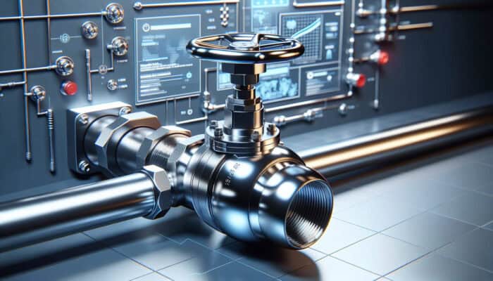 Modern ball valve featuring a shiny, corrosion-resistant sphere and a quarter-turn handle, installed in a residential plumbing system.