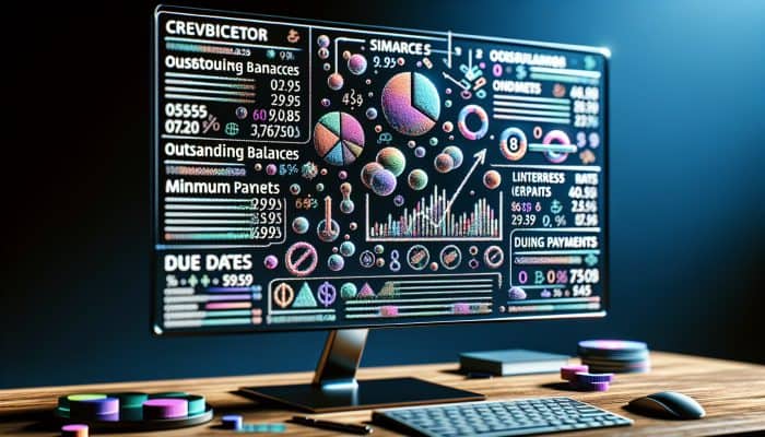 How to Use Spreadsheets for Debt Consolidation: Australian Guide | DCL A spreadsheet on a computer screen with columns for creditor details and graphs showing debt consolidation progress.