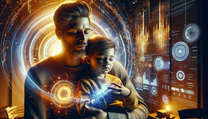 A father and child in a nurturing home, showcasing mental well-being and emotional closeness.