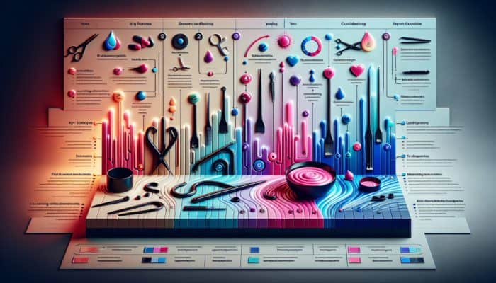 Infographic illustrating melting tools for hair extensions with labeled diagrams and key features.