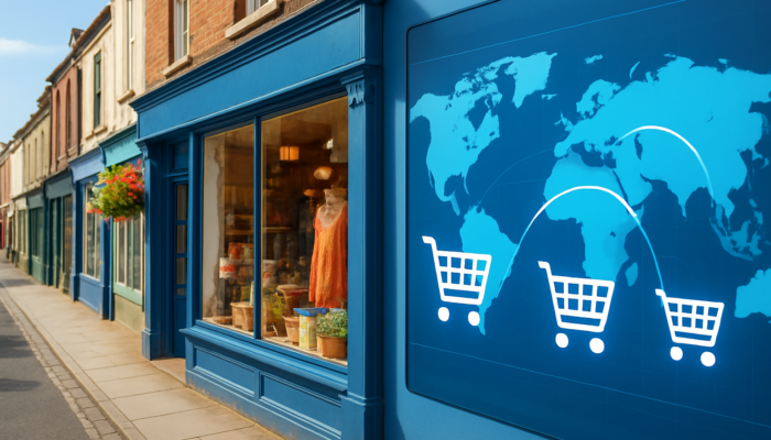 Lively Bridport shop integrating WooCommerce e-commerce carts and global maps for UK business expansion.